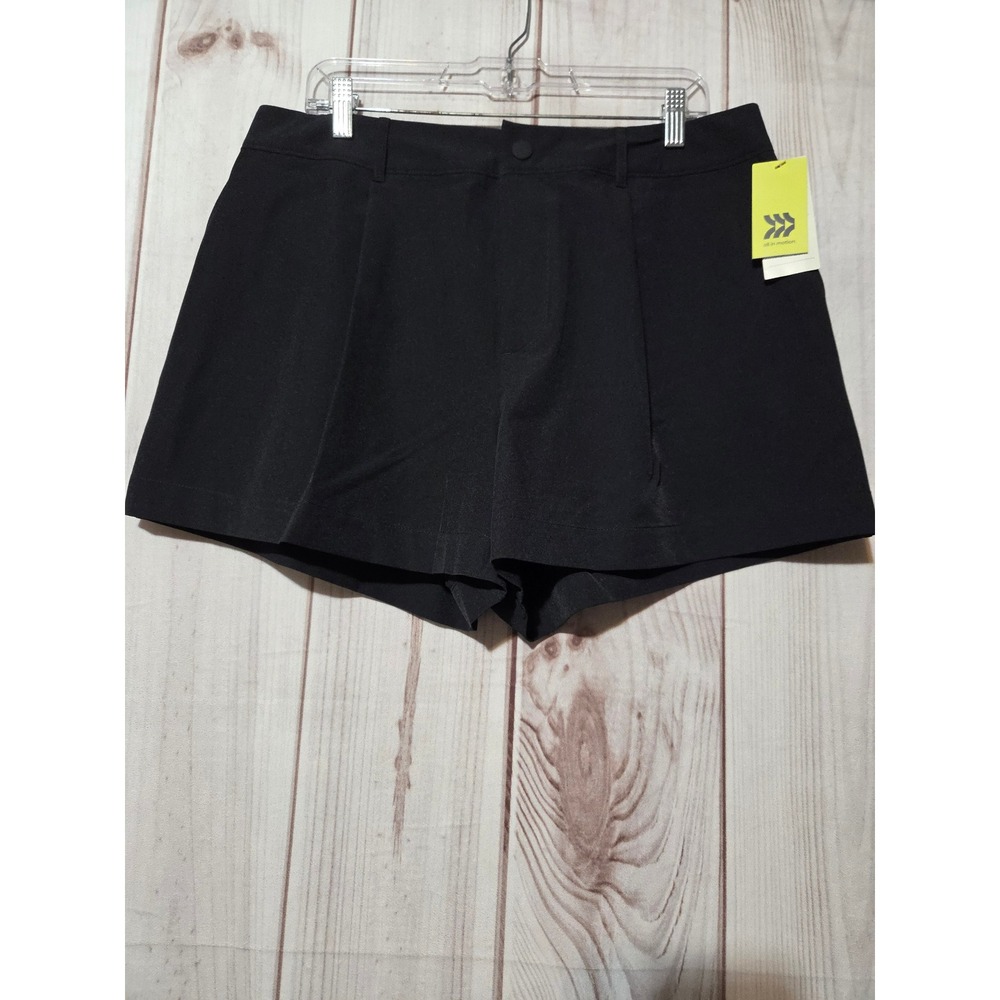 All in Motion Womens High Rise Golf Shorts Black Size L Moisture Wicking UPF 50+